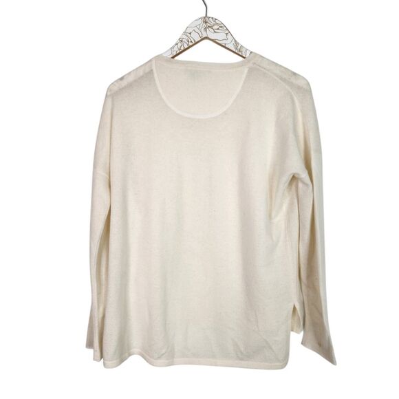 VINCE Sweater Womens XS Cream Ivory 100% Cashmere Long Sleeve Top High Low - Picture 2 of 6